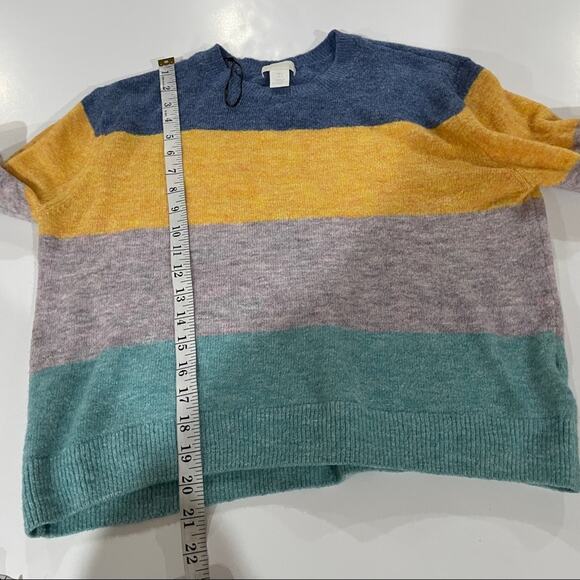 H&M Blue, Yellow, Gray‎ & Green Colorblock Stripe Long Sleeve Sweater Size S - Picture 9 of 9